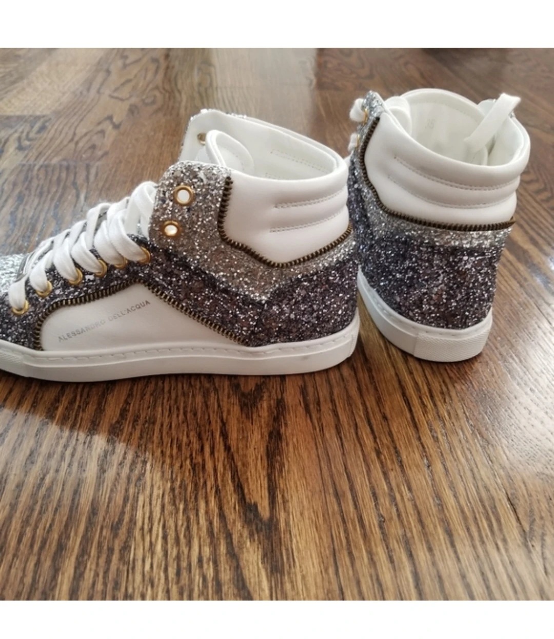 NEW Alessandro Dell'Acqua Glitter High Top Sneakers - photo 4