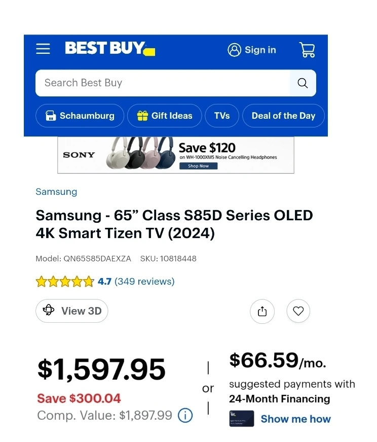 Samsung 65" S85D Series OLED 4K Smart Tizen TV (2024) - photo 4