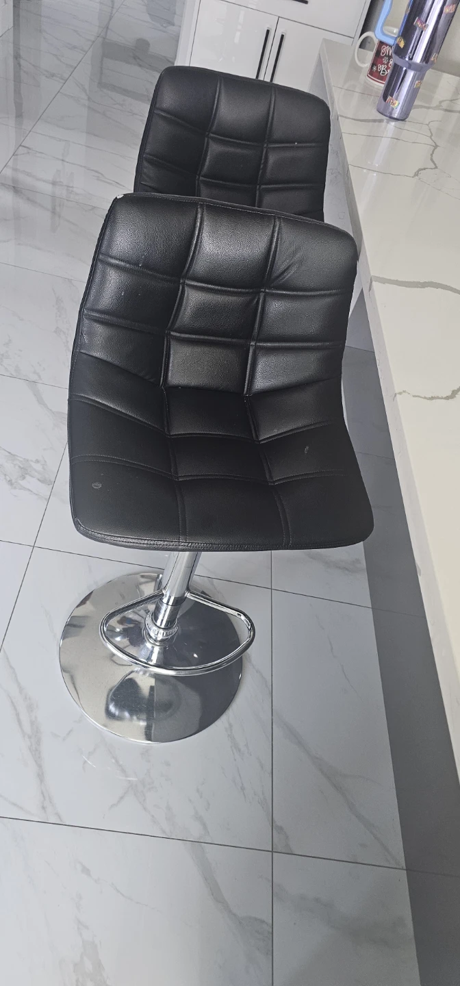 Black Faux Leather Bar Stool with Chrome Base