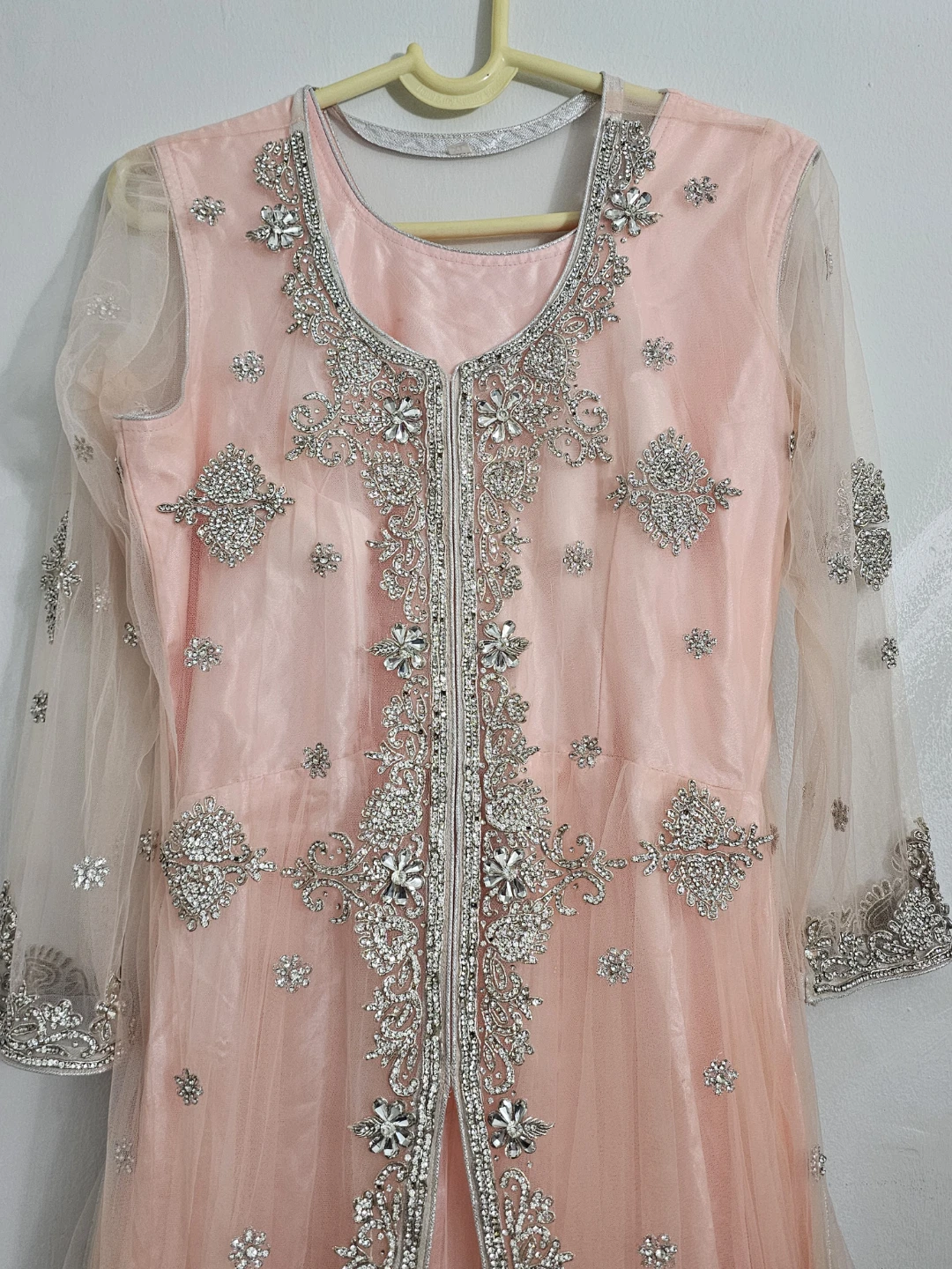 Pink Embellished Gown with Sheer Sleeves - photo 2