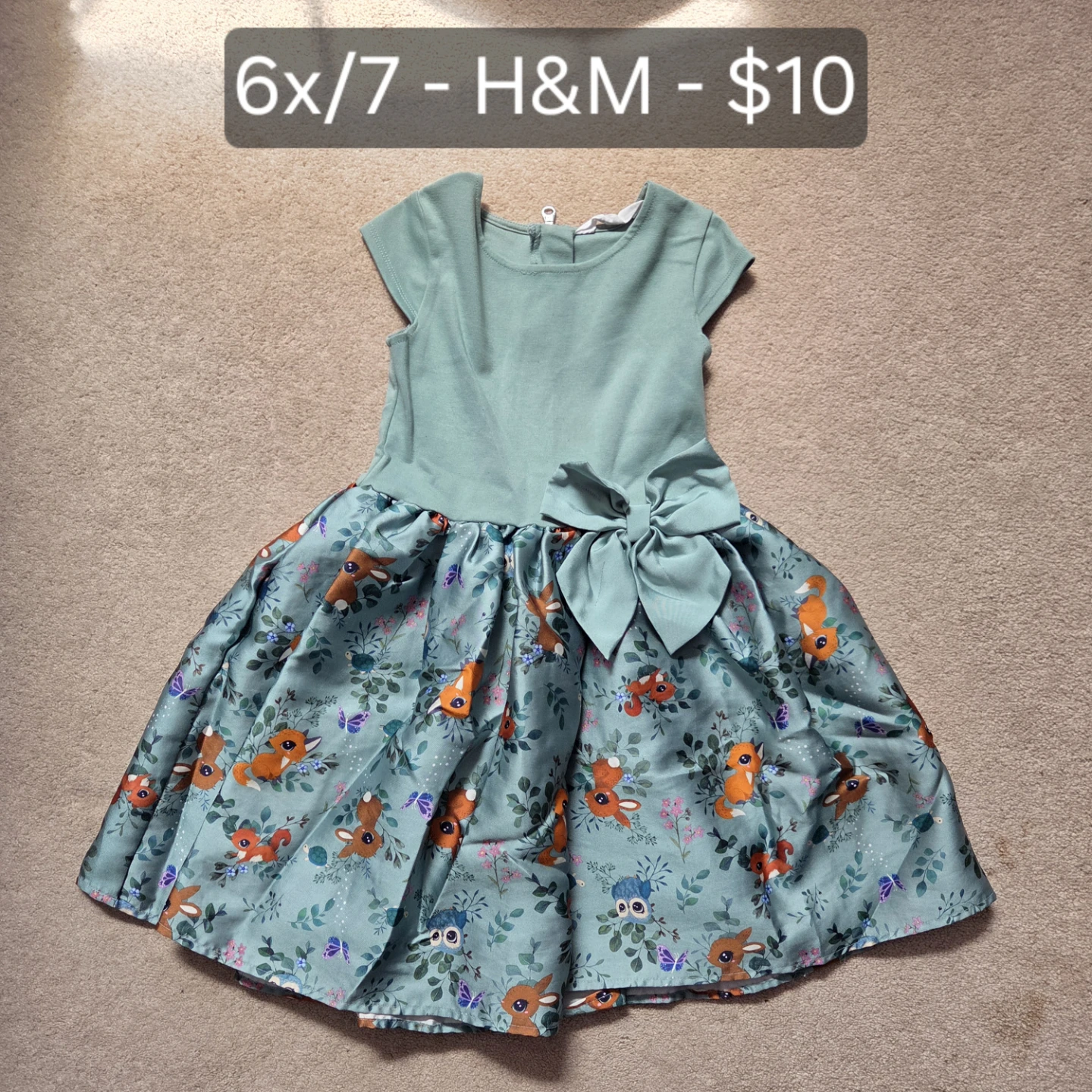 H&M Girls Fox & Owl Print Dress Size 6x/7