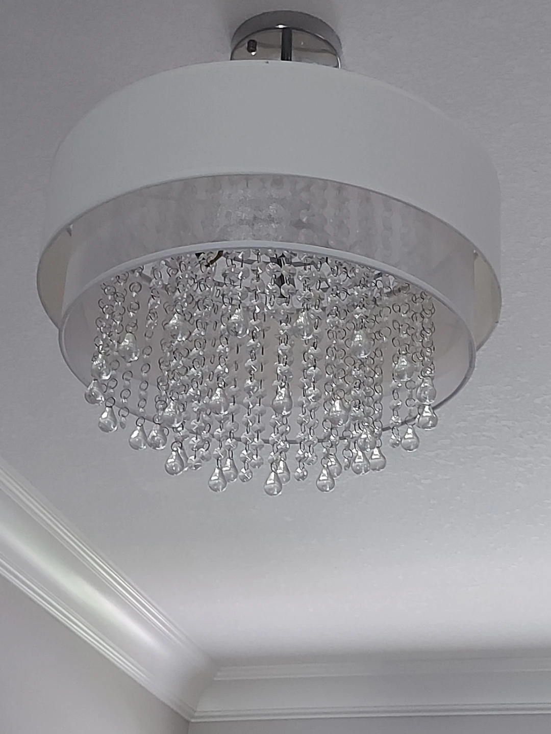 White Drum Chandelier with Crystal Beads - photo 2