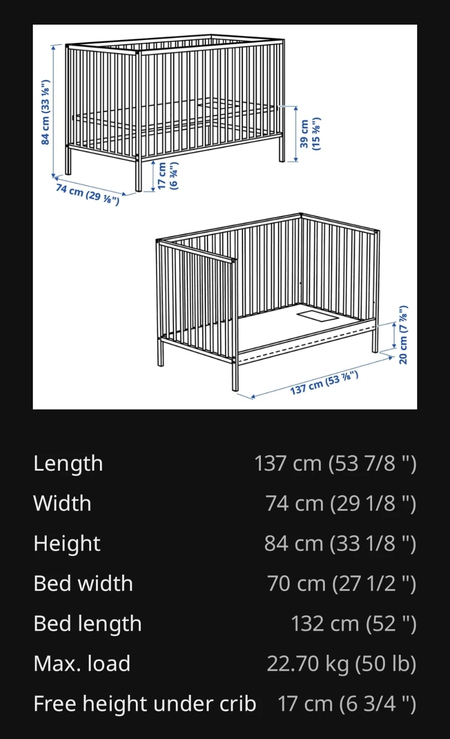 Baby Crib - Natural Wood + Matterses + waterproof Sheets - photo 2
