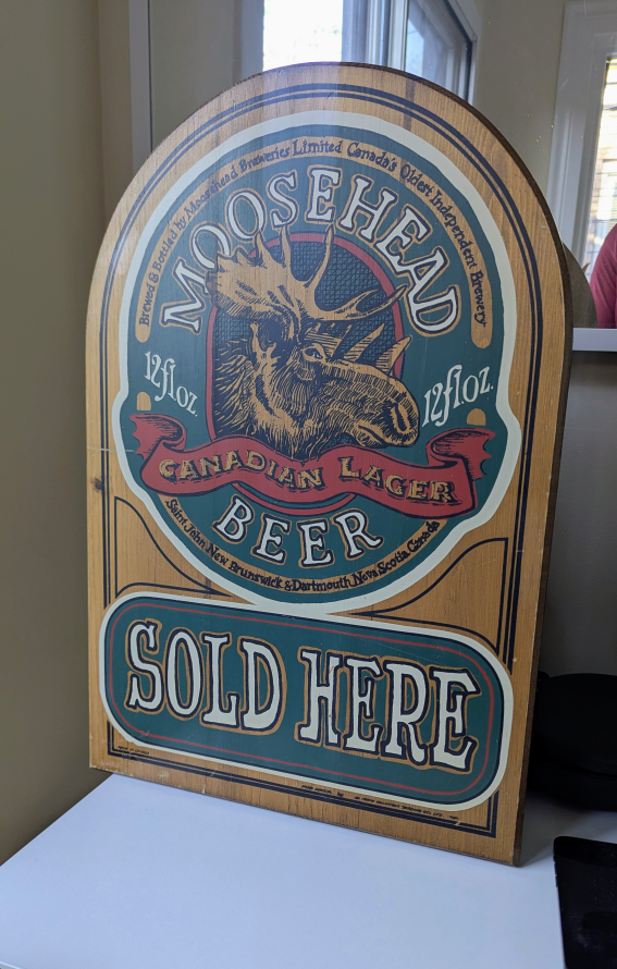 Moosehead Rare Wooden Beer Promo Sign