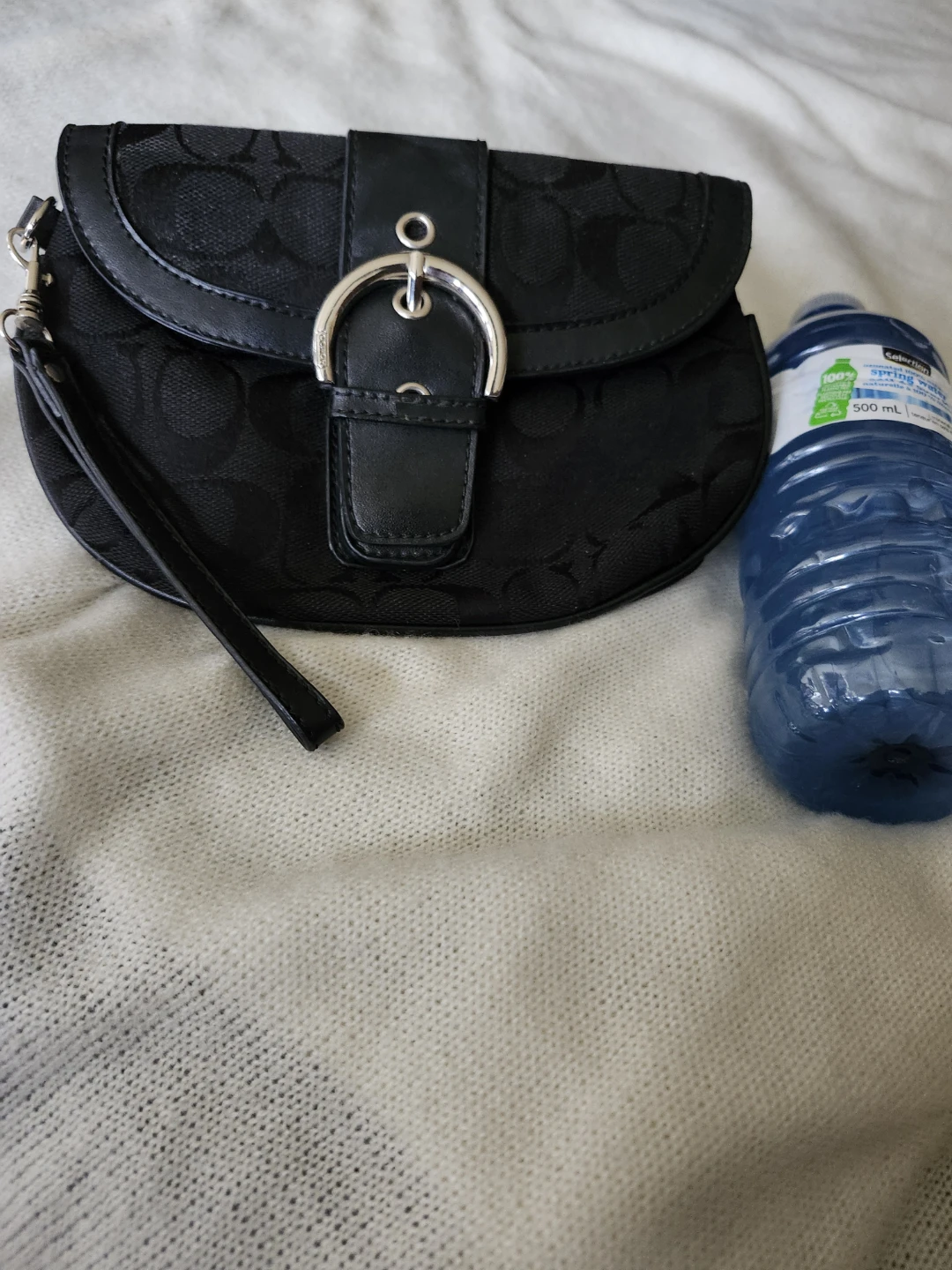 Coach Black Signature Pattern Wristlet