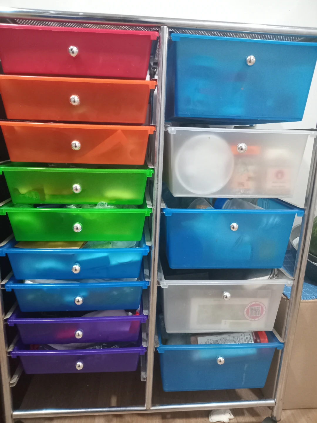 Multicolour Drawer Rolling Cart