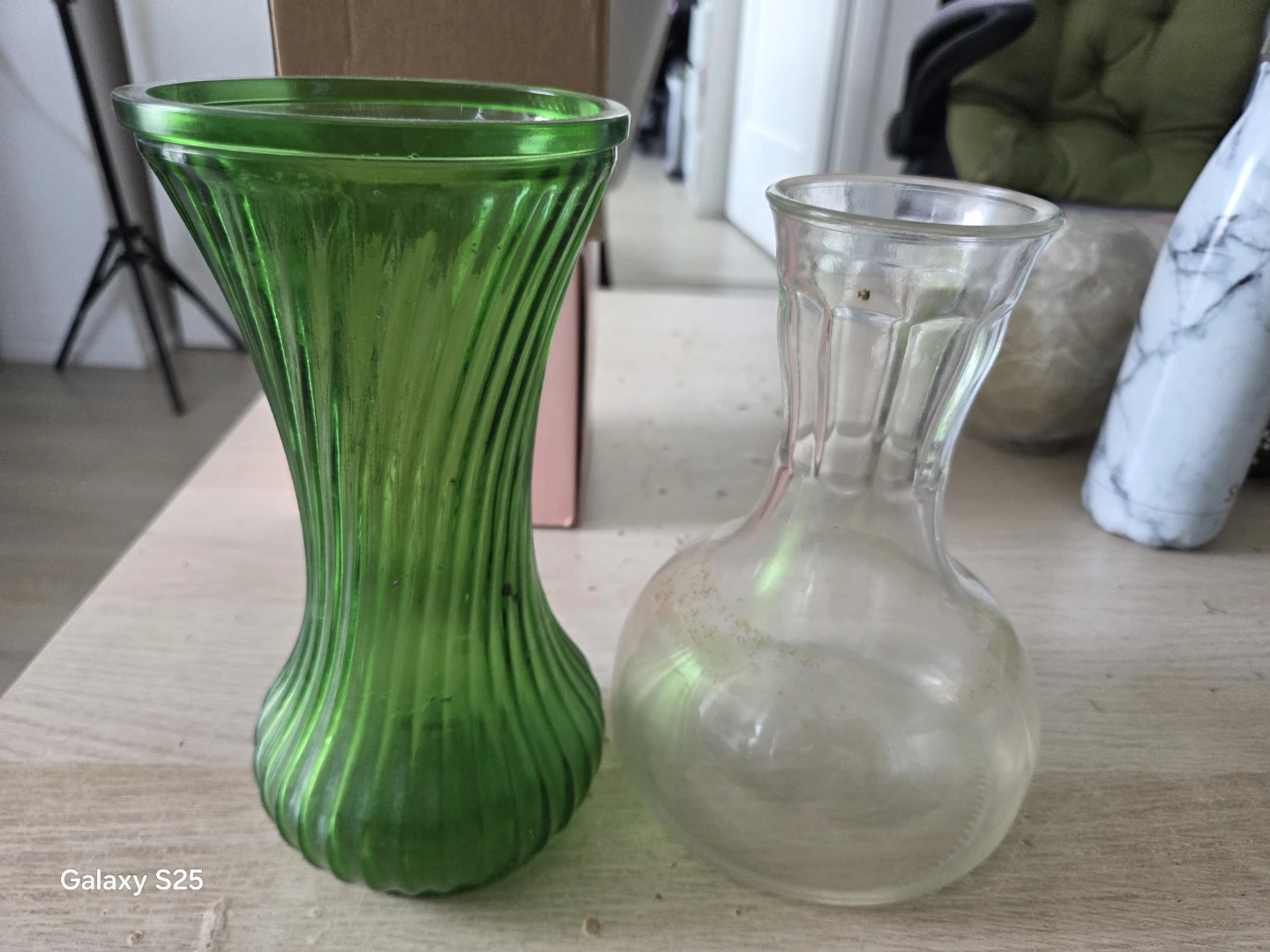 Green and Clear Glass Vases - photo 2