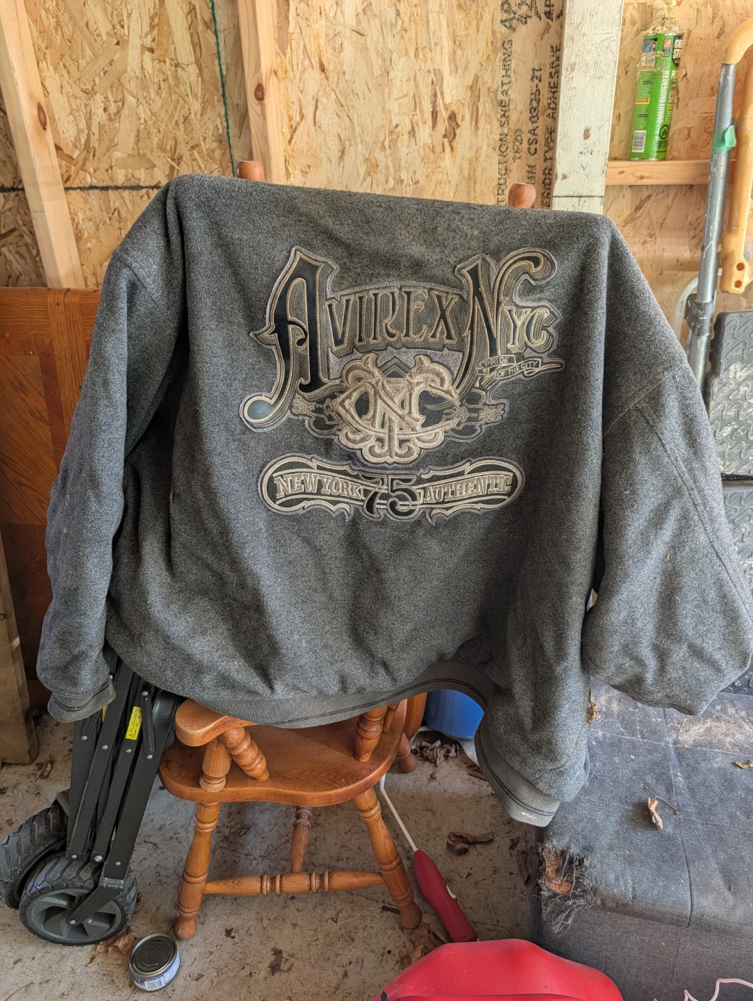 Avirex NYC Grey Wool Bomber Jacket