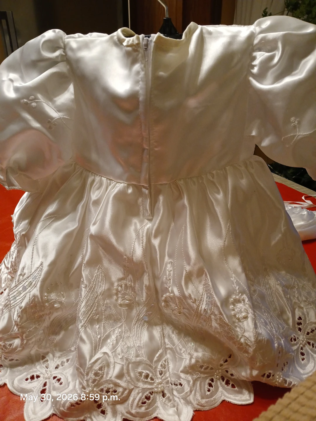 New-Luxury Satin beaded pearl Baptism Christining dress gown - photo 4