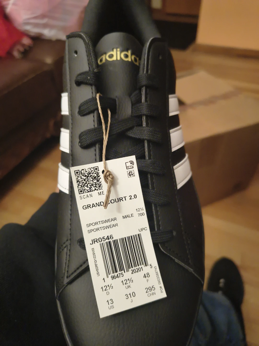 Adidas Grand Court 2.0 Men's Shoes - Black/White, Size 13 - photo 2