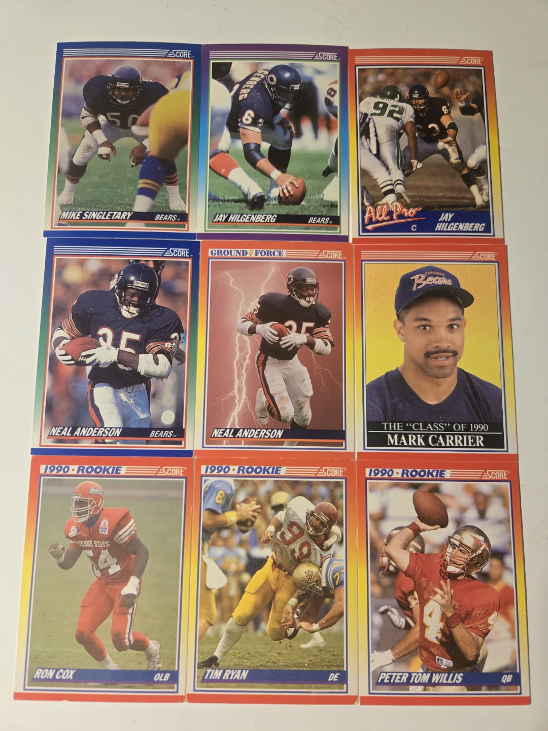 1990 Score Chicago Bears Football Cards