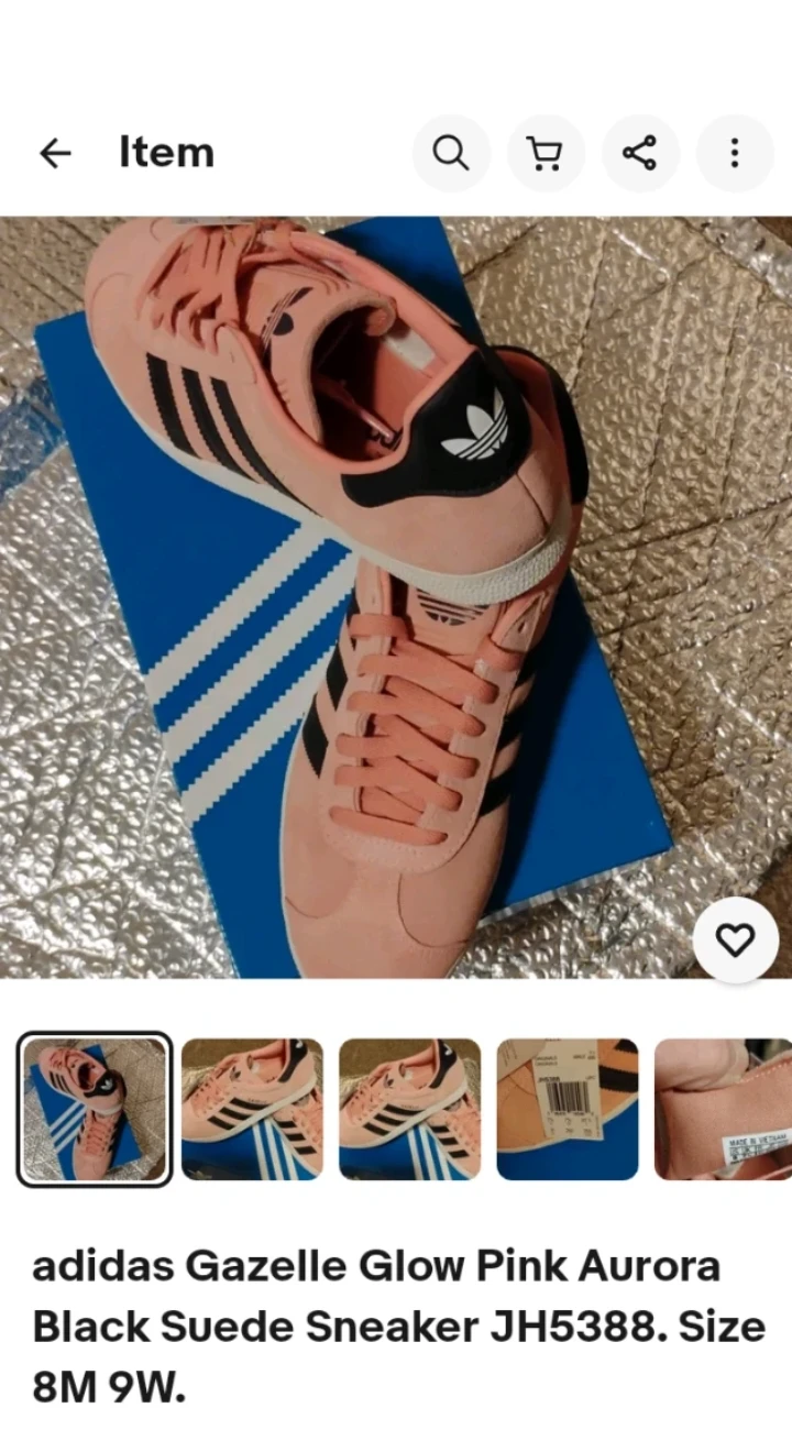 Adidas Gazelle Glow Pink Aurora Black Suede Sneakers Size 8M 9W