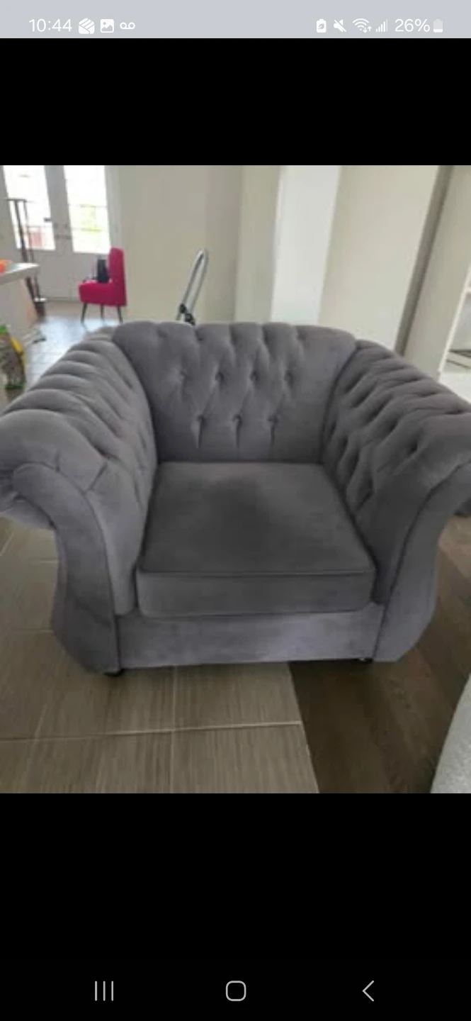 Chesterfield Accent Chair - Grey Velvet
