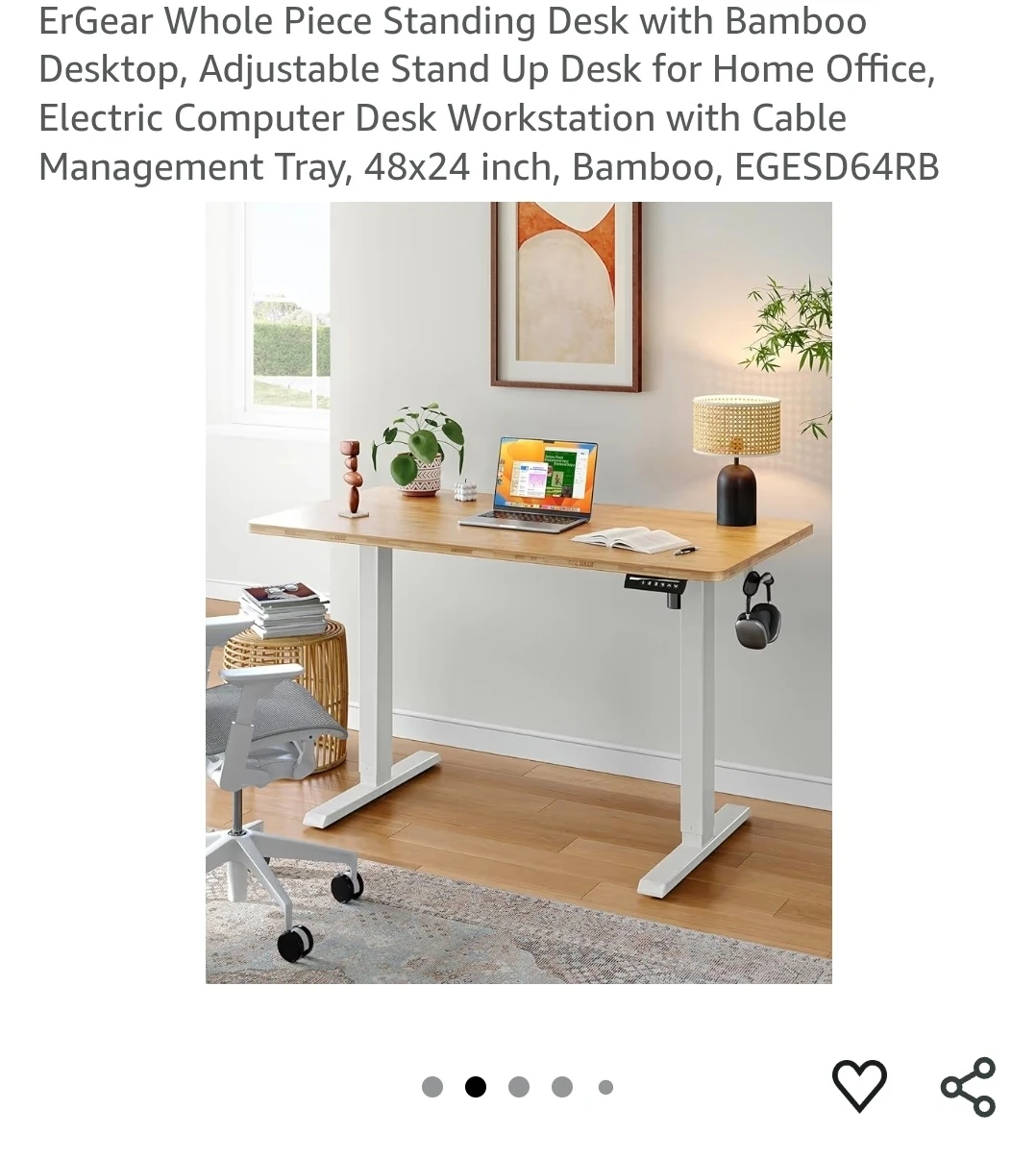 ErGear Electric Standing Desk 48x24 inch Bamboo - photo 3