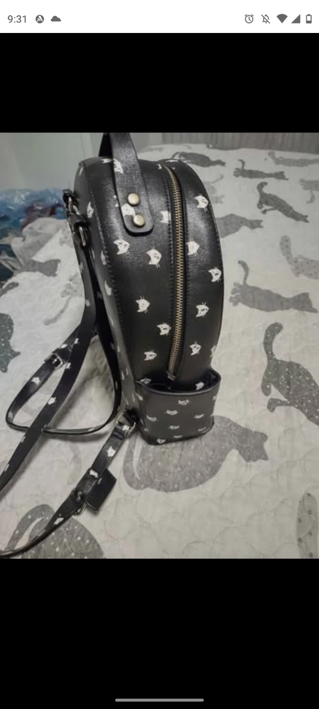 Black backpack with white cat pattern - photo 3
