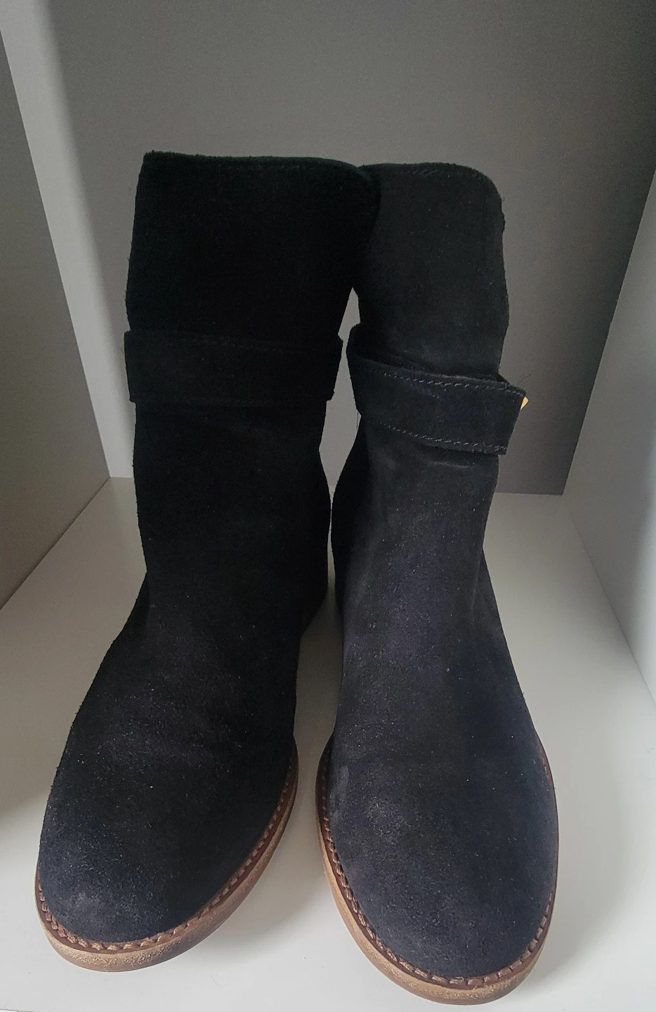 Tory Burch Black Suede Ankle Boots with Buckle Detail - photo 3