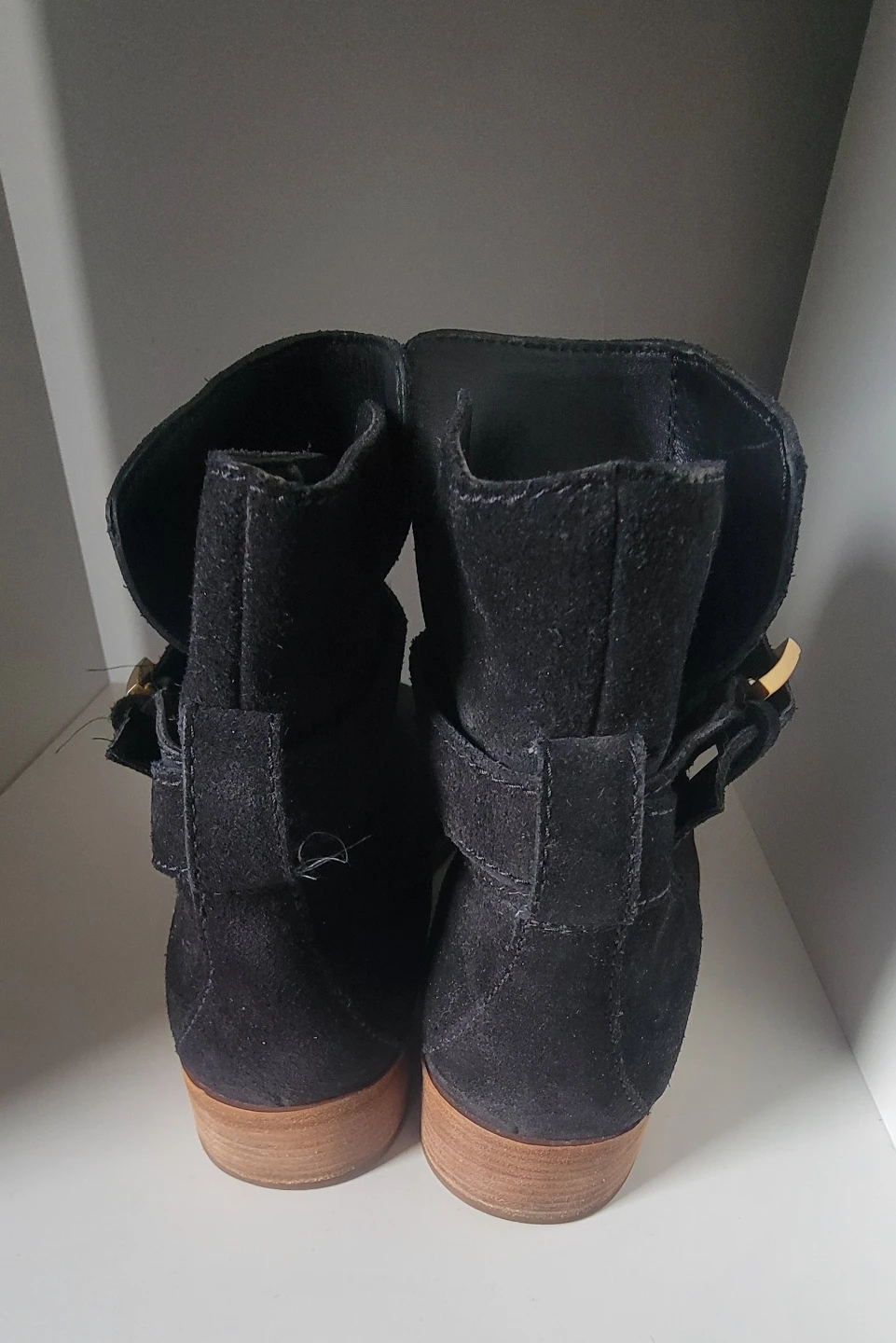 Tory Burch Black Suede Ankle Boots with Buckle Detail - photo 5