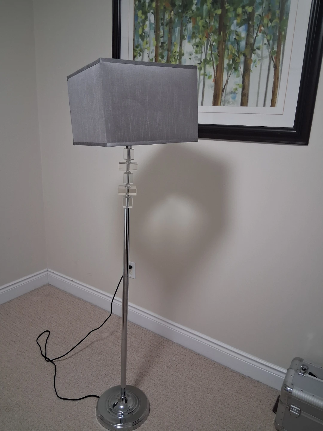 Grey Rectangular Shade Floor Lamp with Crystal Accents - photo 2