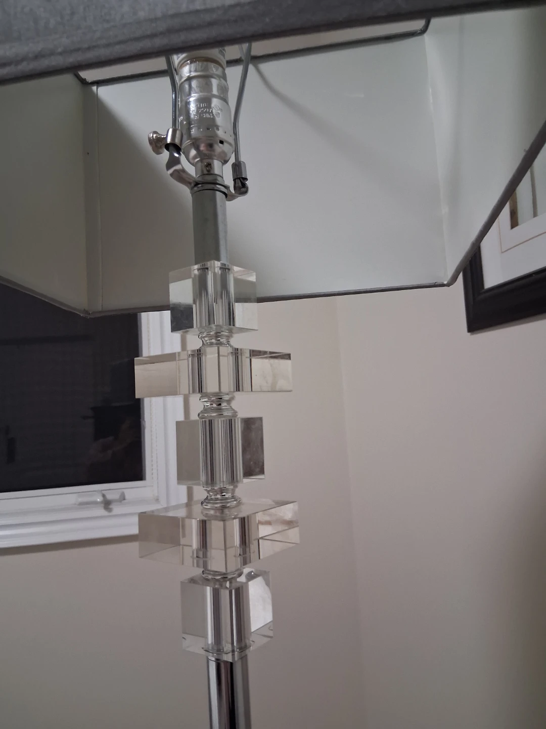 Grey Rectangular Shade Floor Lamp with Crystal Accents - photo 3