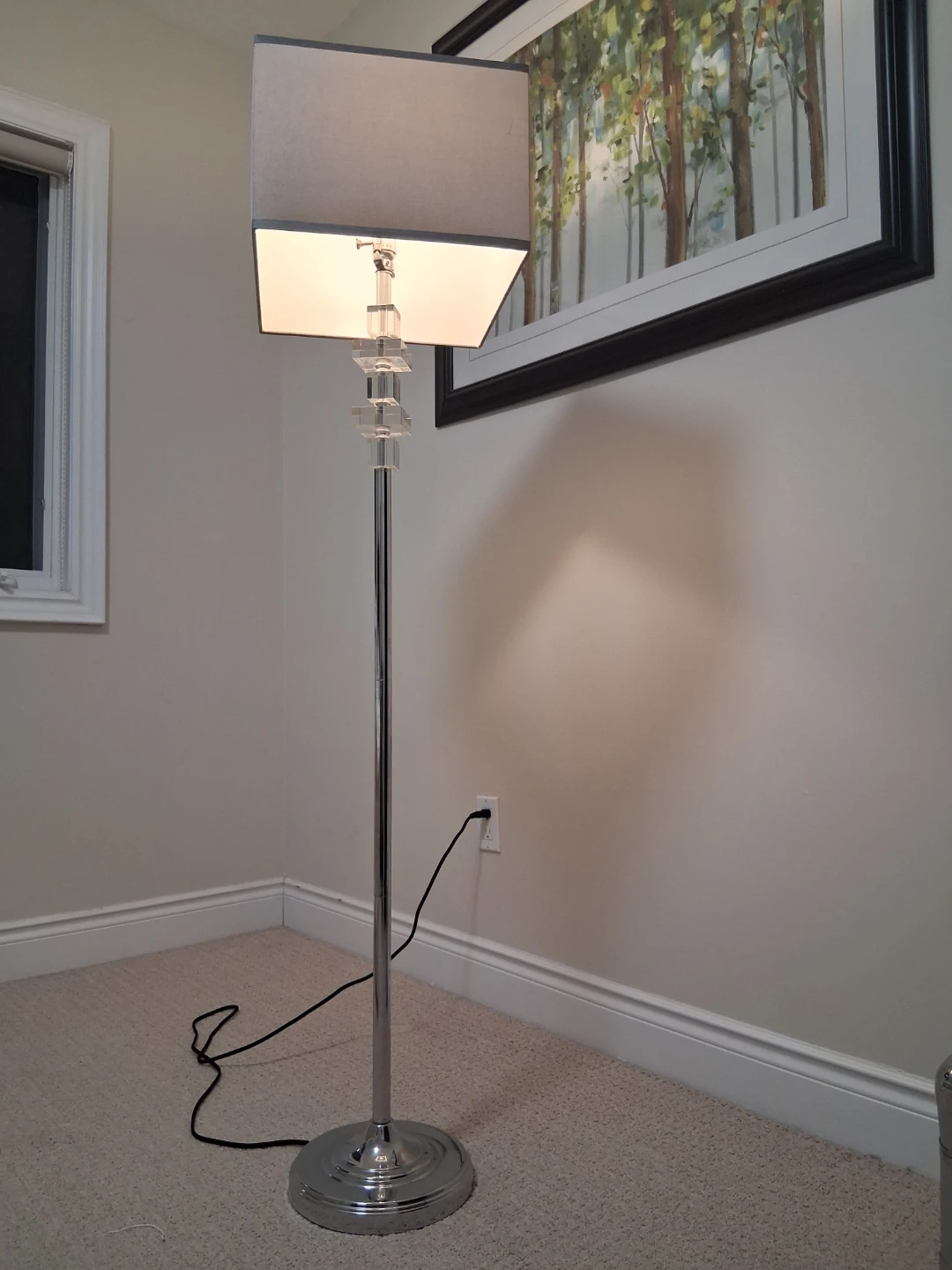 Grey Rectangular Shade Floor Lamp with Crystal Accents - photo 5