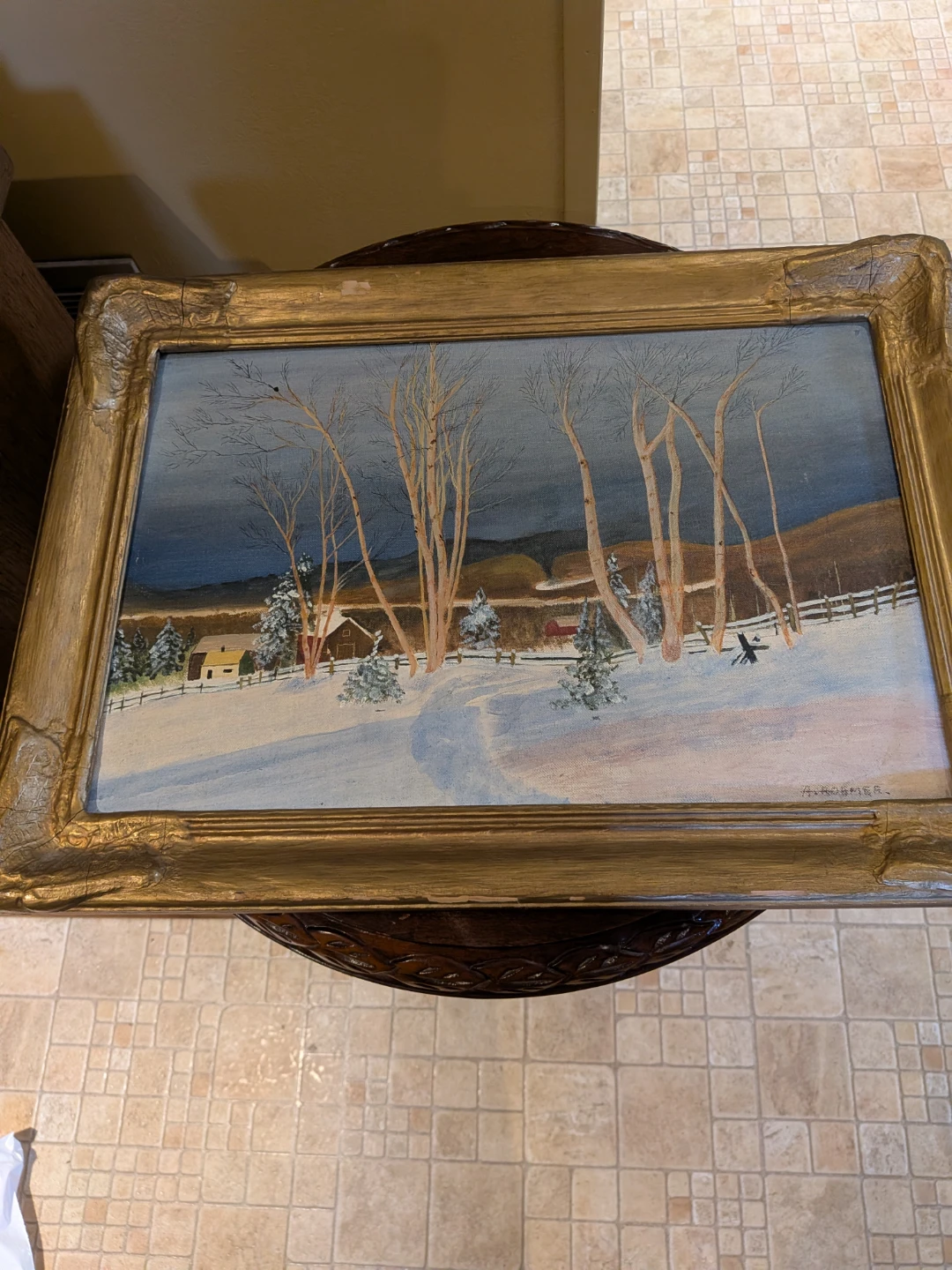 Framed Winter Landscape Painting - photo 2