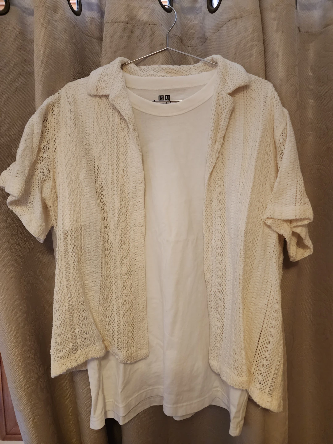 Urban Men Oversized Crochet Knit Cardigan Top