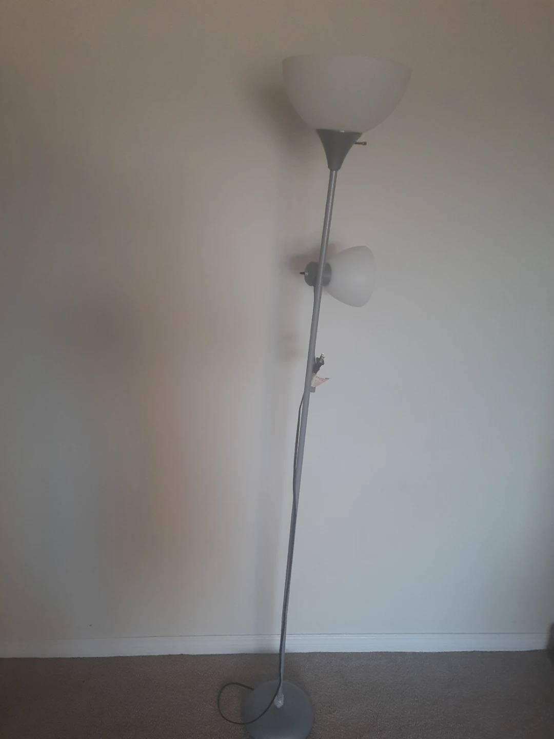 Grey Floor Lamp with Adjustable Reading Light
