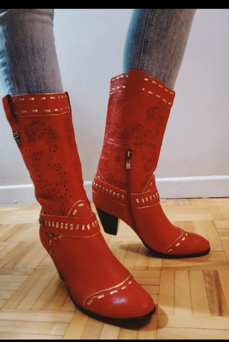 ❤️‍🔥Sale❤️‍🔥Red Women's cowboy boots genuine Leather - photo 2
