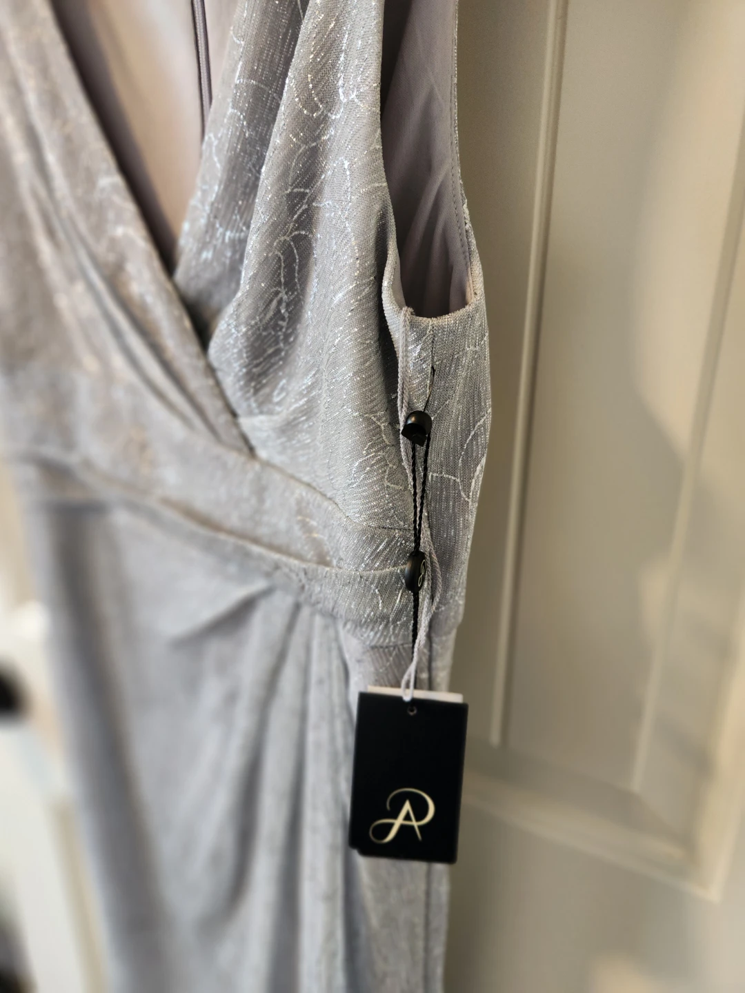 Adrianna Papell Silver Sleeveless Chiffon Draped Gown - photo 2