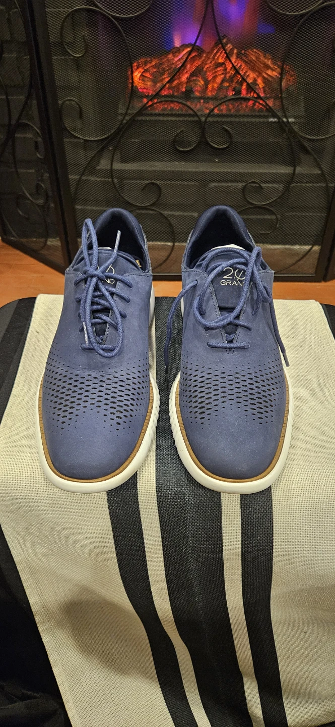 Cole Haan Zerogrand Wingtip Oxford Shoes - Navy Suede - photo 2