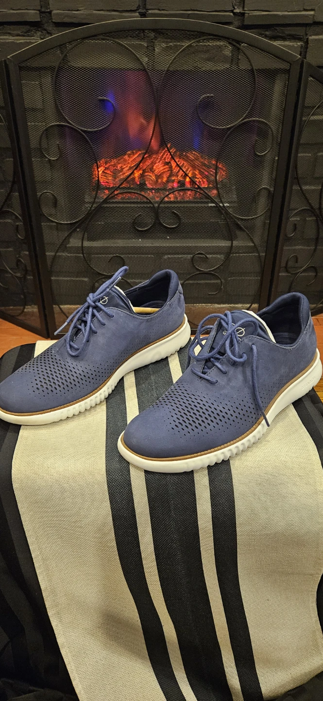 Cole Haan Zerogrand Wingtip Oxford Shoes - Navy Suede - photo 3