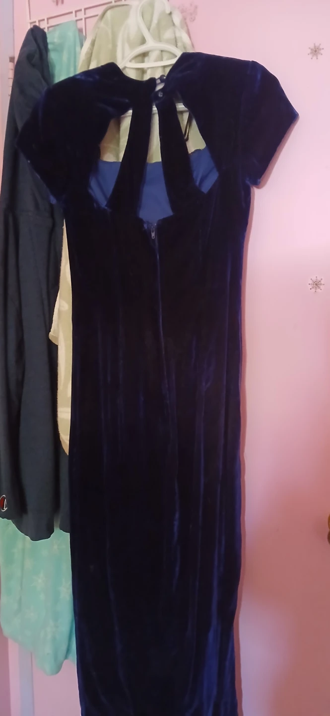Velvet Dress with Embellished Neckline