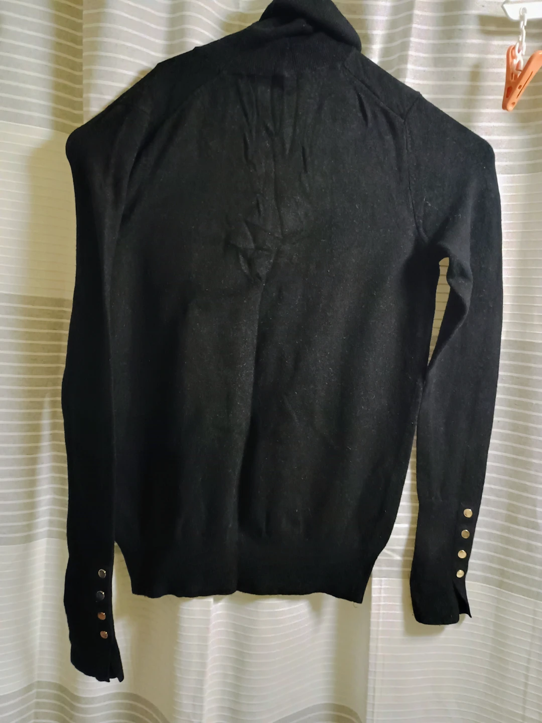 Black Turtleneck Sweater with Gold Buttons