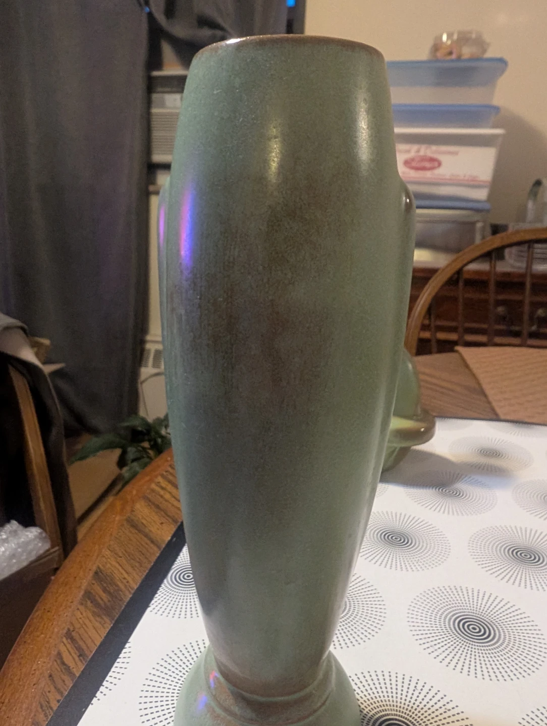Frankoma Vase 305 Green Ceramic  candle holder and # 43 vase. - photo 3