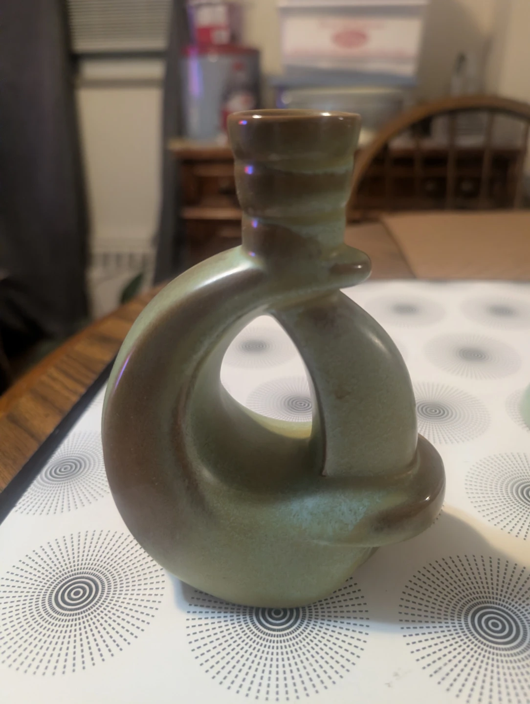 Frankoma Vase 305 Green Ceramic  candle holder and # 43 vase. - photo 4