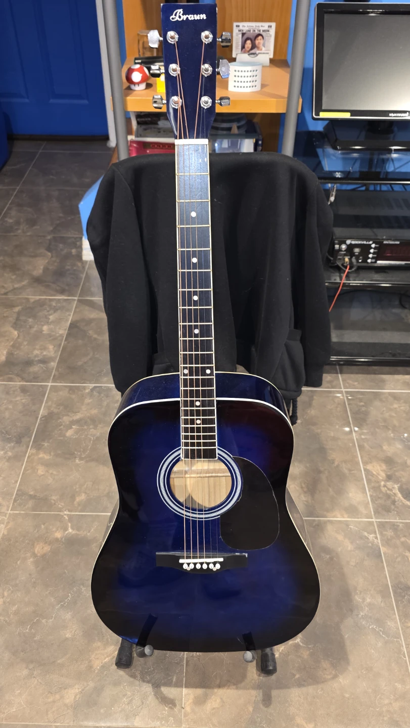Braun Acoustic Guitar with Gig Bag and Stand