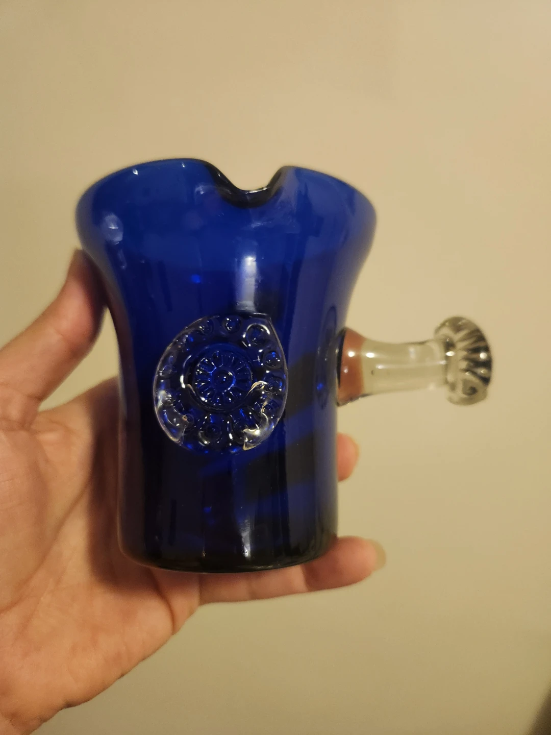 Blue Ceramic Teapot with White Stars and Blue Glass Creamer - photo 2
