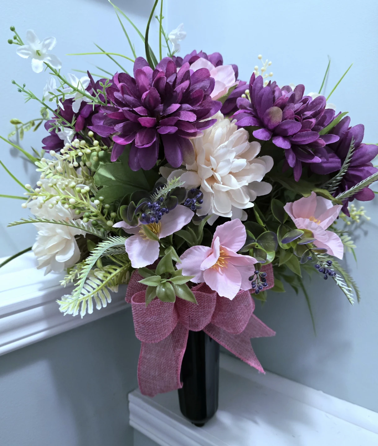 Artificial Floral cemetery vase