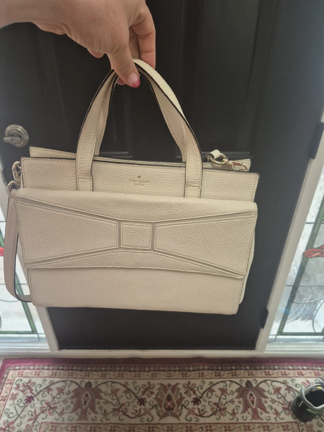 Kate Spade Cream Leather Bow Satchel Handbag