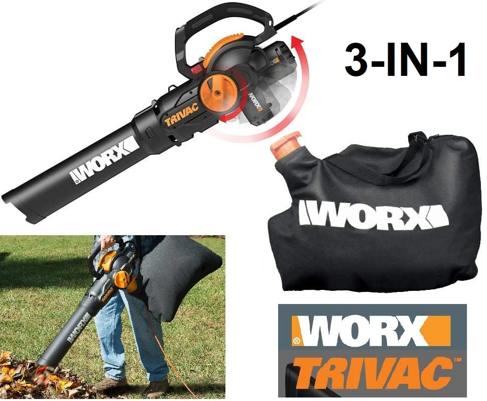 POWERFUL- WORX TRIVAC 3-IN-1 CORDED electric LEAF BLOWER