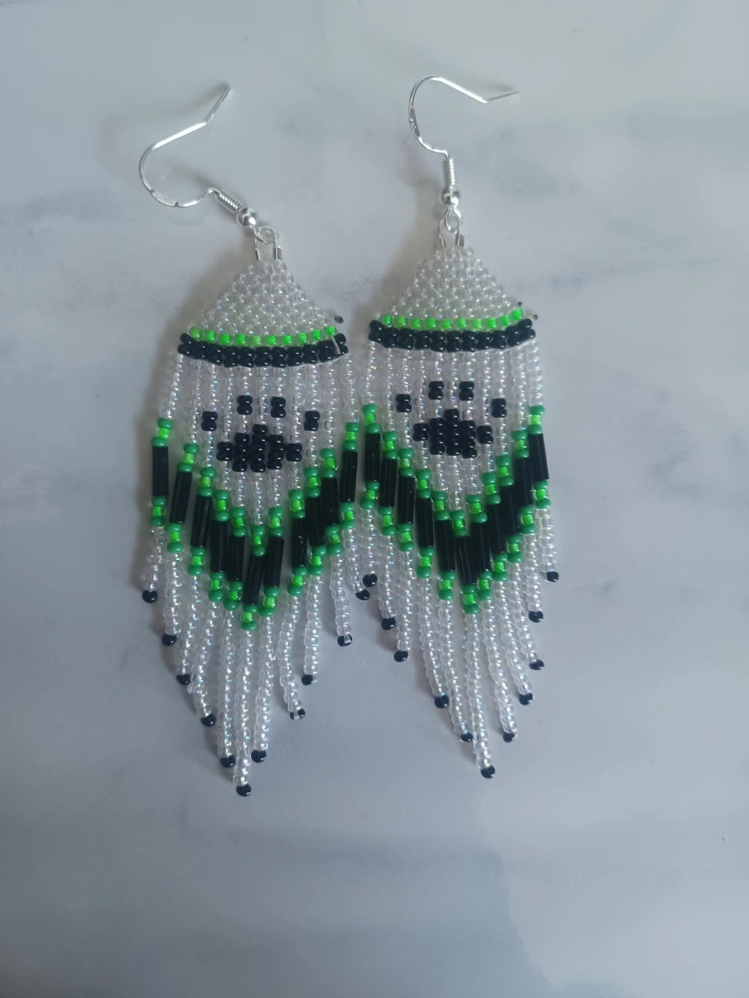 Handmade Beaded Earrings - Green Paw Design