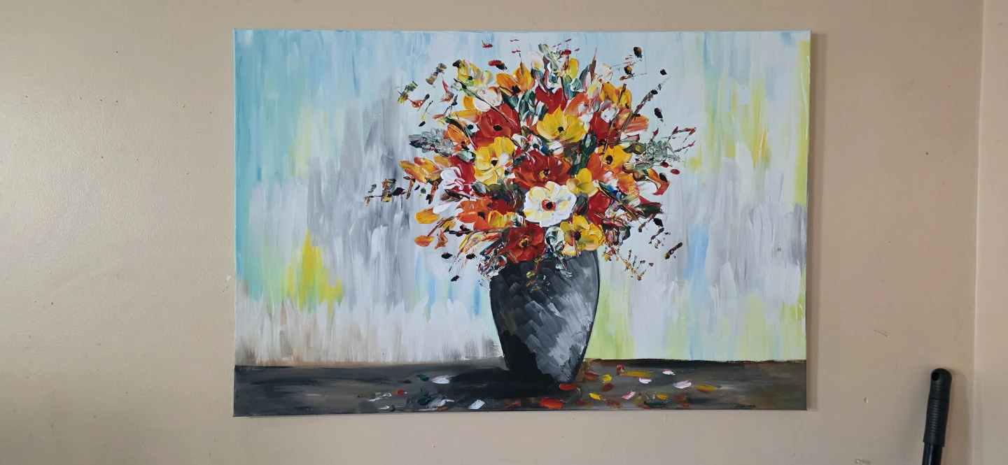 Huge original hand-painted painting by local Flower Vase - photo 2