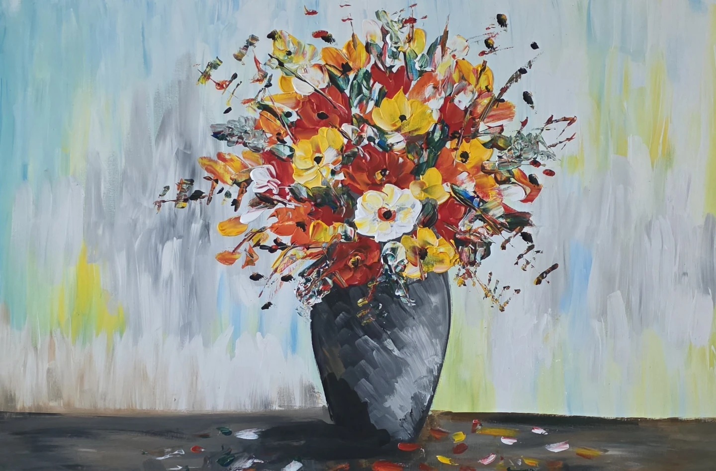 Huge original hand-painted painting by local Flower Vase - photo 3