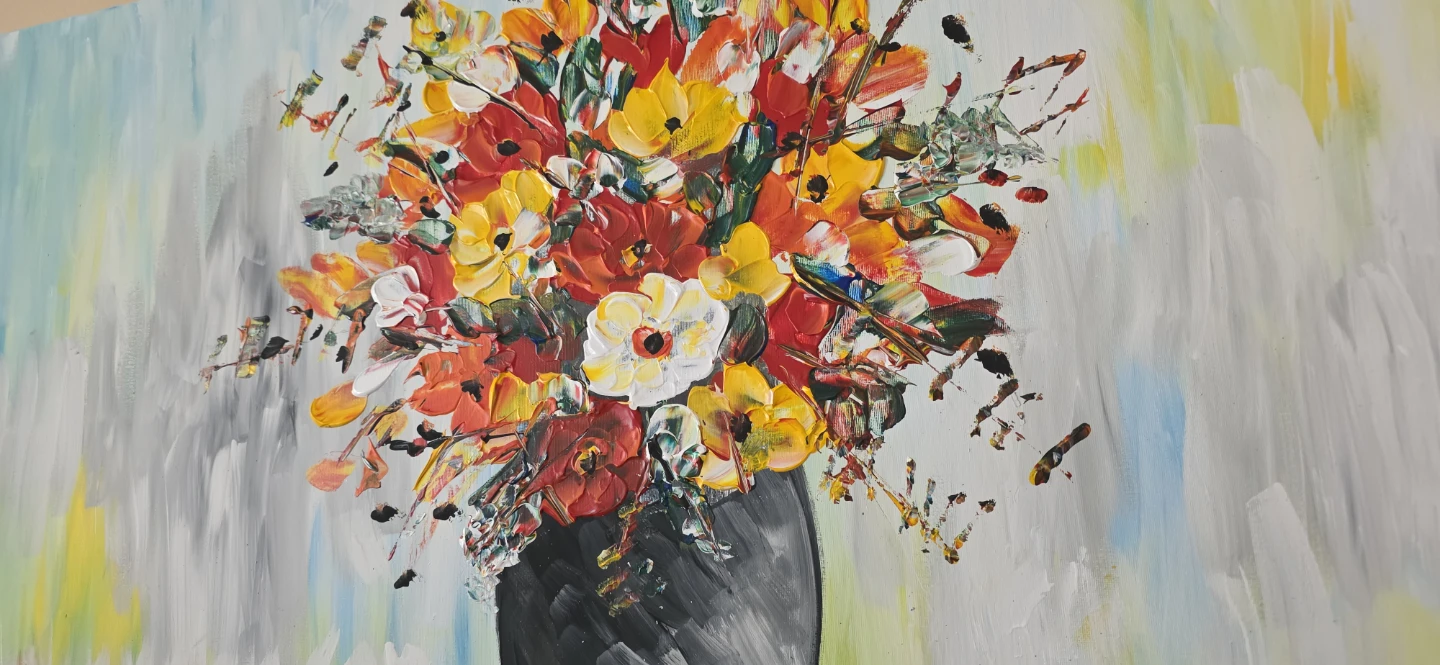 Huge original hand-painted painting by local Flower Vase - photo 4