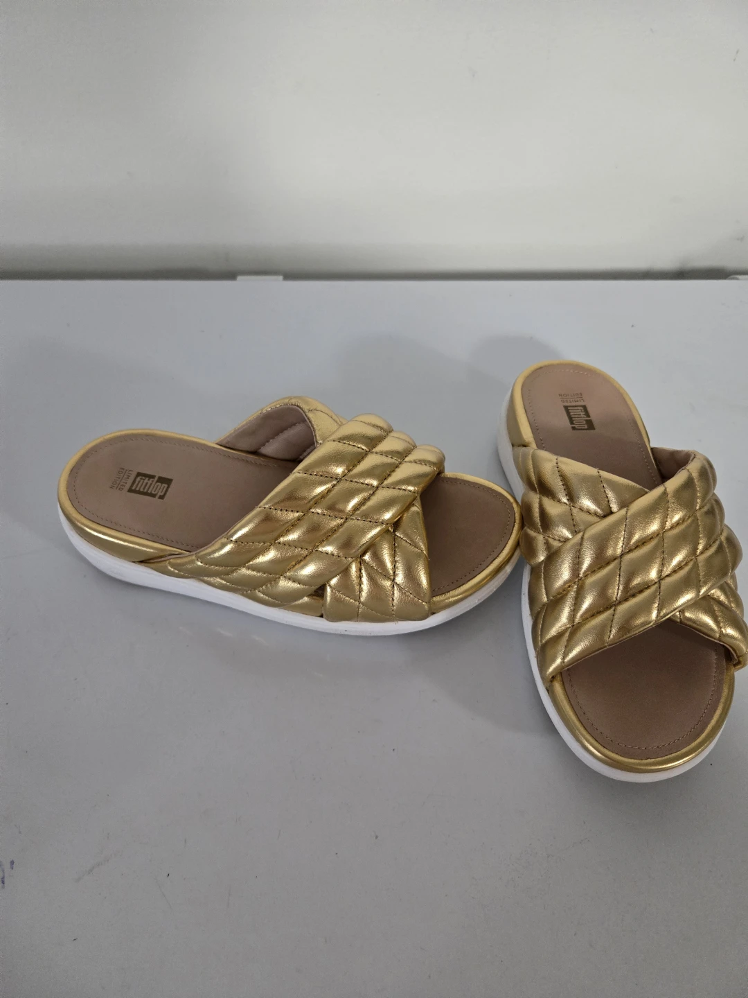 FitFlop Gold Quilted Slide Sandals - photo 2