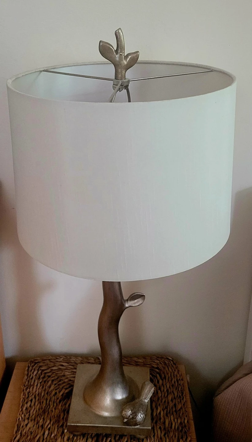 Silver Tree Branch Table Lamp with Bird Accent - photo 3