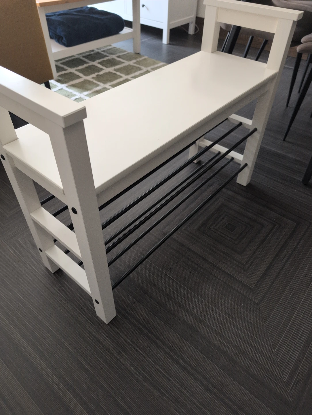 White Bench with Two Tier Shoe Rack - photo 2