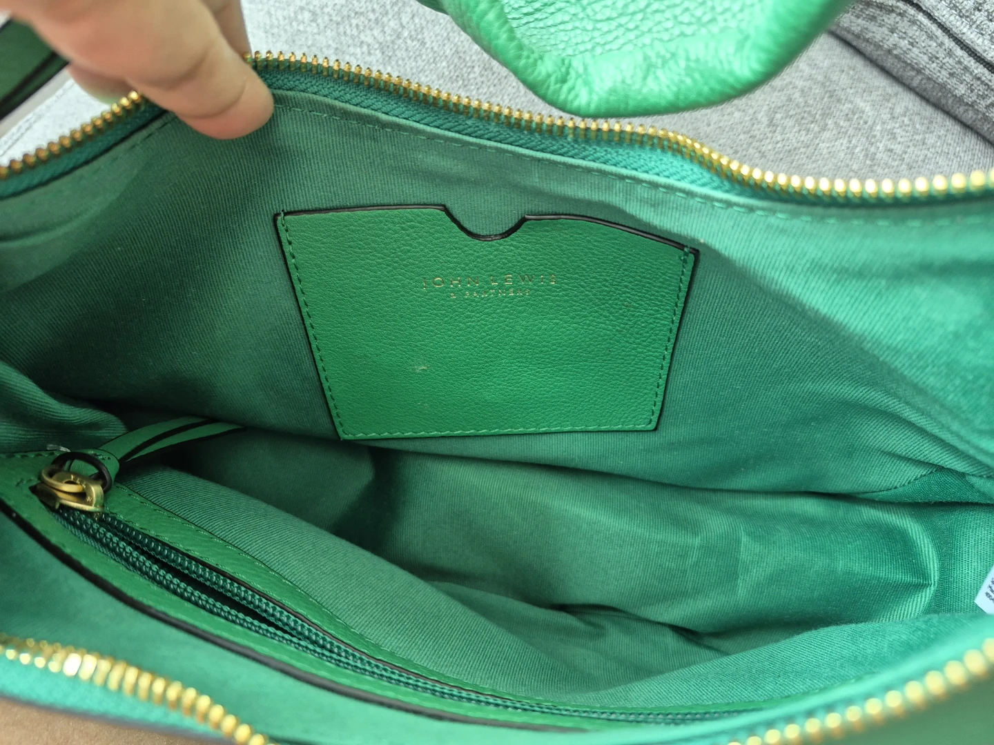 John Lewis Green Leather Shoulder Bag - photo 3