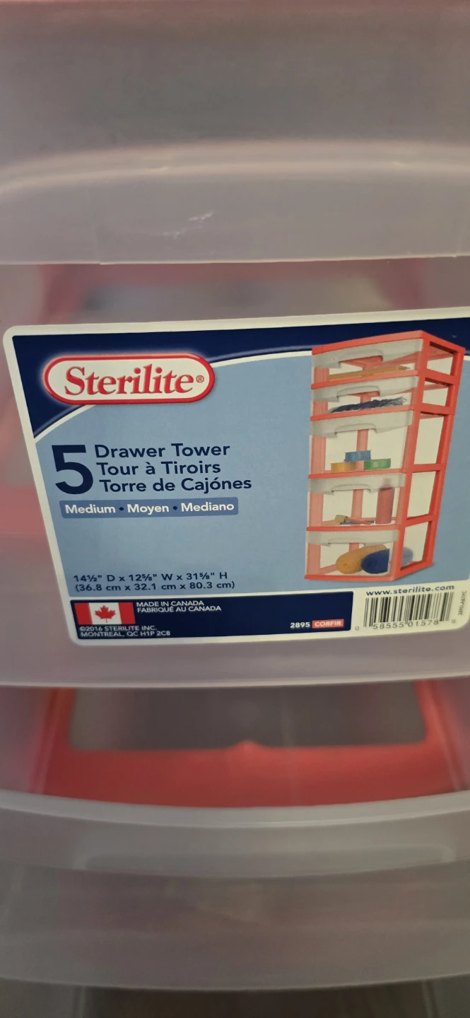Sterilite 5 Drawer Storage Tower - Red/Clear - photo 4