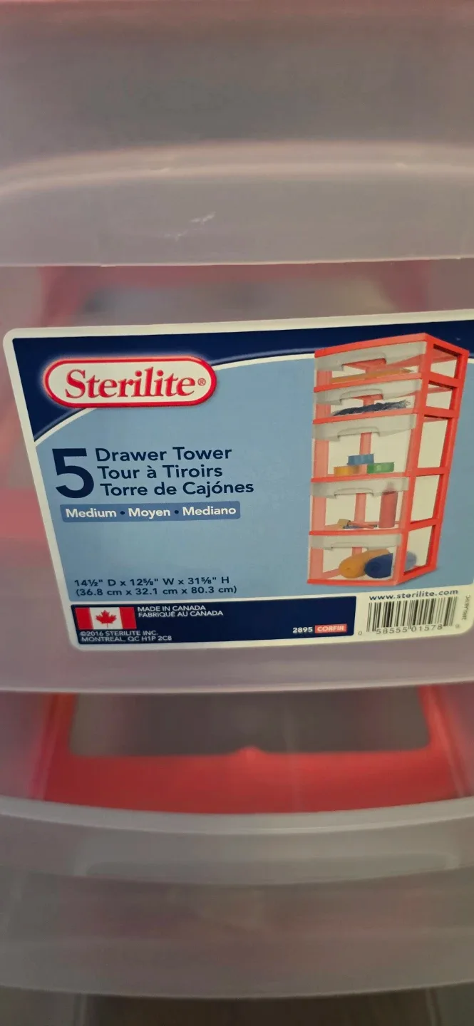 Sterilite 5 Drawer Storage Tower - Red/Clear - photo 4